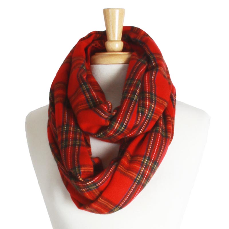 Product image for Irish Scarf - Red Plaid Infinity Scarf