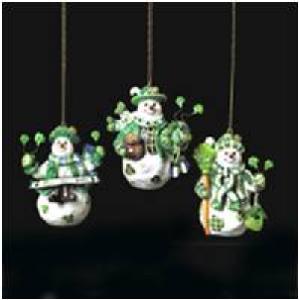Product image for Irish Christmas - Irish Snowman Ornaments - Set of 3