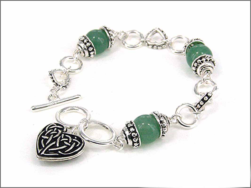 Product image for Celtic Bracelet - Celtic Heart Aventurine Toggle Bracelet