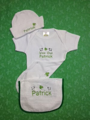 Product image for Personalized 'Wee One' White Romper, Hat and Bib Set