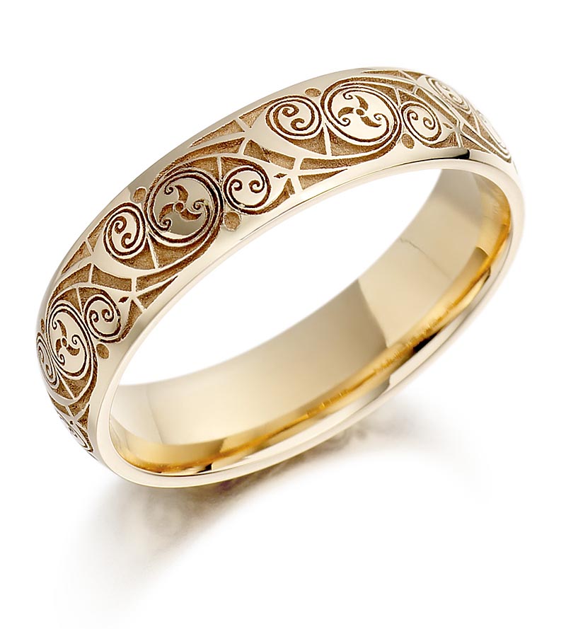 Celtic Wedding Ring Mens Gold Celtic Spiral Triskel