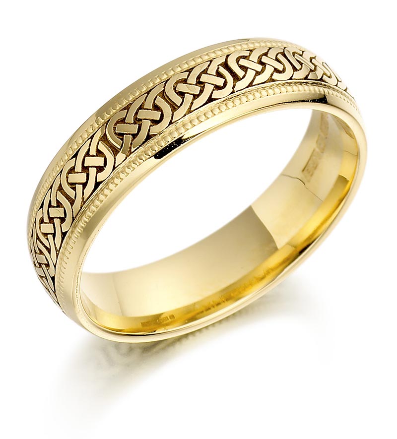 Irish Wedding Ring Ladies Gold Celtic Knots Wedding Band