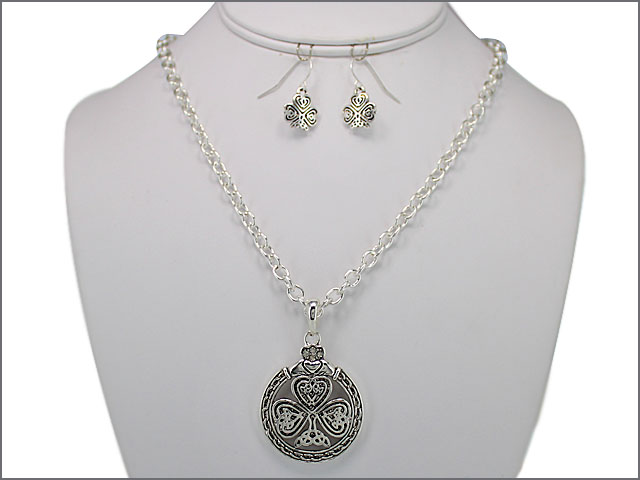 Product image for Shamrock and Claddagh Necklace and Earring Set