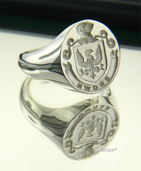Product image for Irish Rings - Sterling Silver Personalized Full Coat of Arms Ring and Wax Seal - Medium