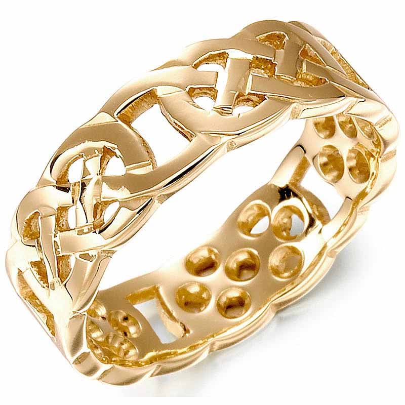 Product image for Irish Wedding Ring - Mens Gold Celtic Knot Wedding Band