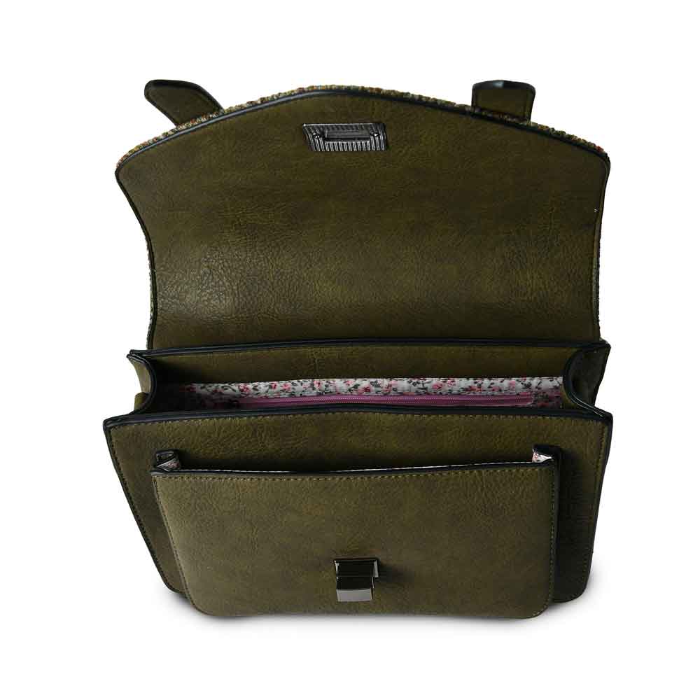 Product image for Celtic Tweed Handbag | Chestnut Herringbone Harris Tweed® Medium Satchel