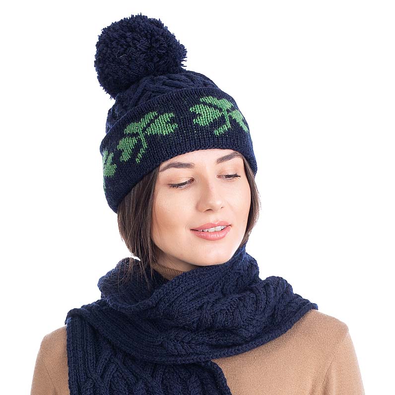Product image for Irish Hat | Merino Wool Green Shamrock Ladies Hat 