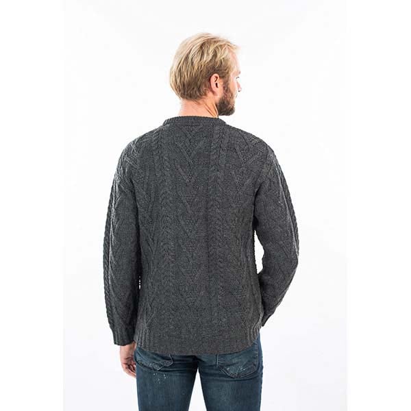 Product image for SALE | Irish Sweater | Merino Wool Traditional Aran Knit Crew Neck Mens Sweater