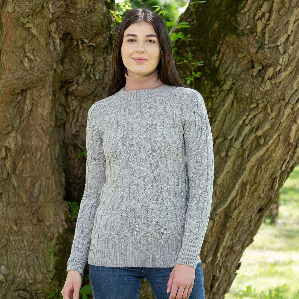 Product image for Irish Sweater | Crew Neck Aran Knit Ladies Sweater