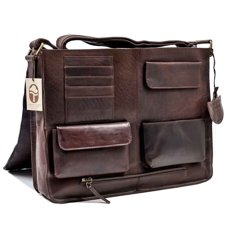 Product image for Irish Bag | Men's Brown  Leather Laptop Satchel