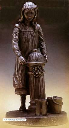 Product image for Rynhart Bronze Sculpture - Village Pump Girl Sculpture by Jeanne Rynhart