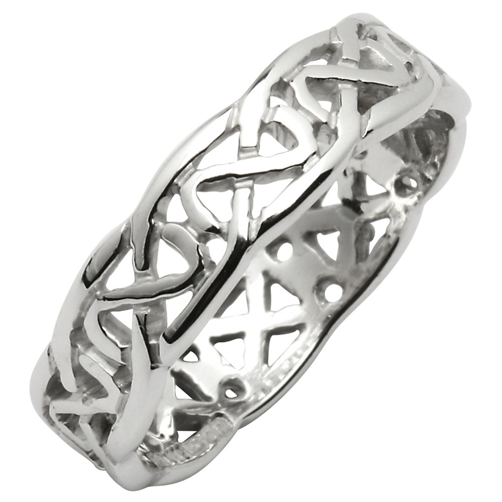 Product image for Irish Wedding Ring - Celtic Knot Narrow Pierced Sheelin Mens Wedding Band