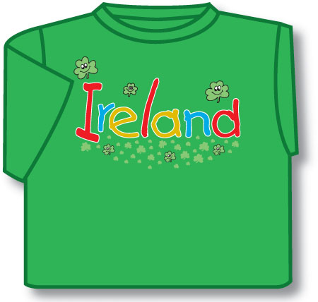 Product image for Kids Smiling Shamrocks Ireland Irish T-Shirt - Green