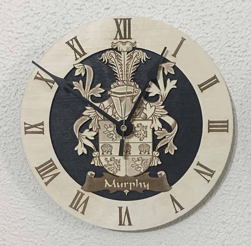 Product image for Irish Clock | Family Crest Coat of Arms Wall Clock