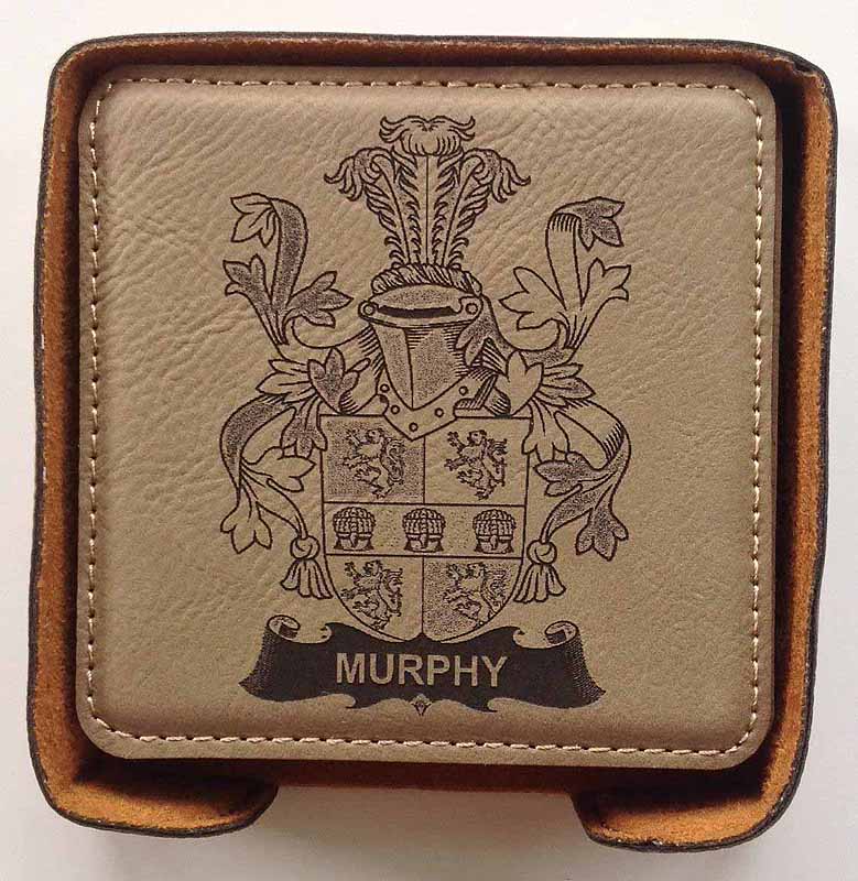 Product image for Irish Coat of Arms Leatherette Family Crest Coasters | Set of 6
