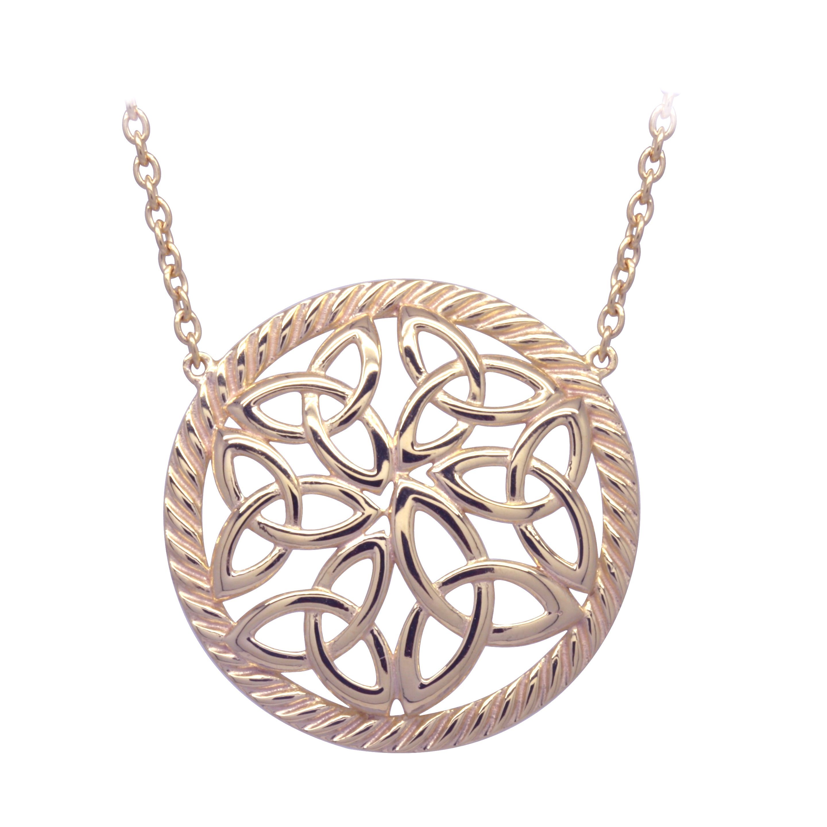 Product image for Irish Necklace | Rose Gold Plated Sterling Silver Trinity Knot Round Pendant