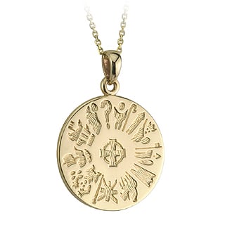Product image for Irish Necklace - 14k Gold History of Ireland Disc Pendant