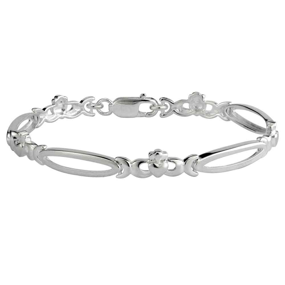 Product image for Irish Bracelet - Sterling Silver Claddagh Link Bracelet