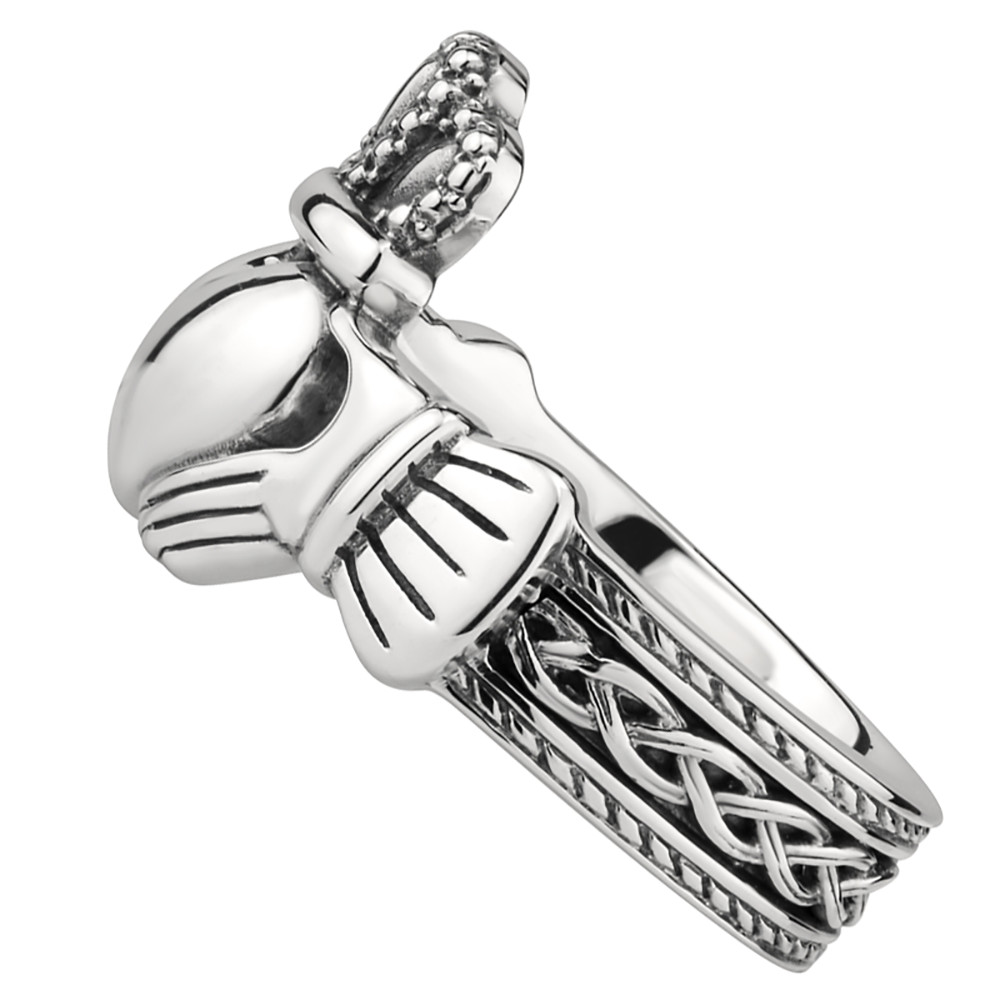 Product image for SALE | Mens Irish Jewelry | Sterling Silver Celtic Claddagh Ring