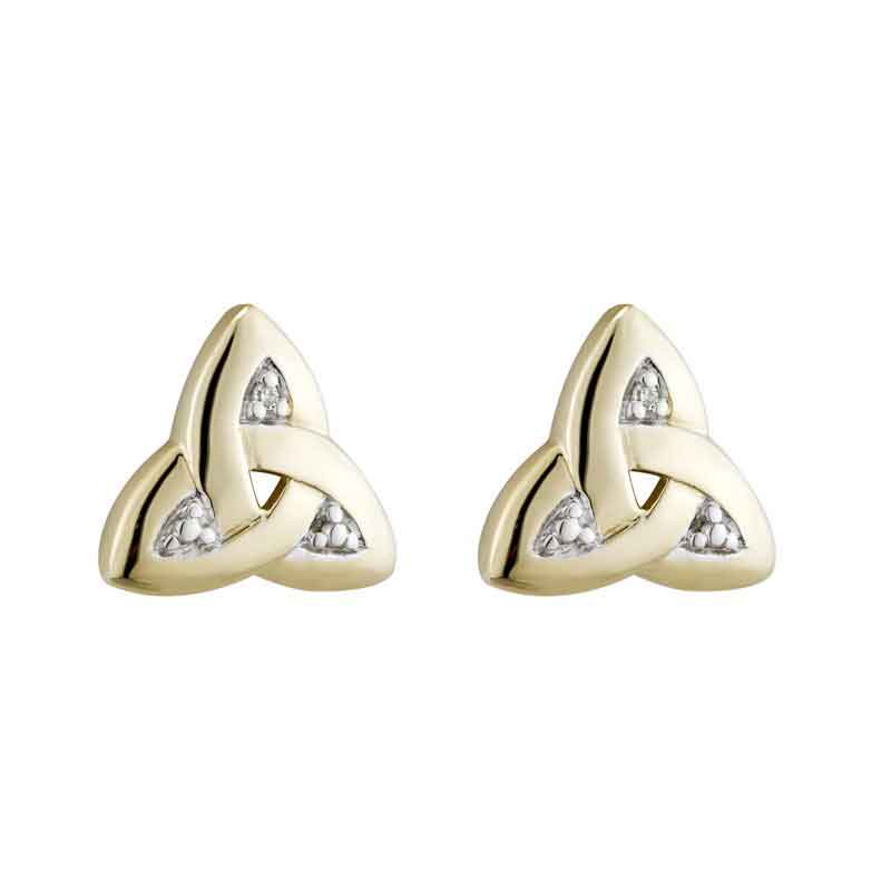 Product image for Irish Earrings | 9k Gold Cubic Zirconia Stud Trinity Knot Earrings