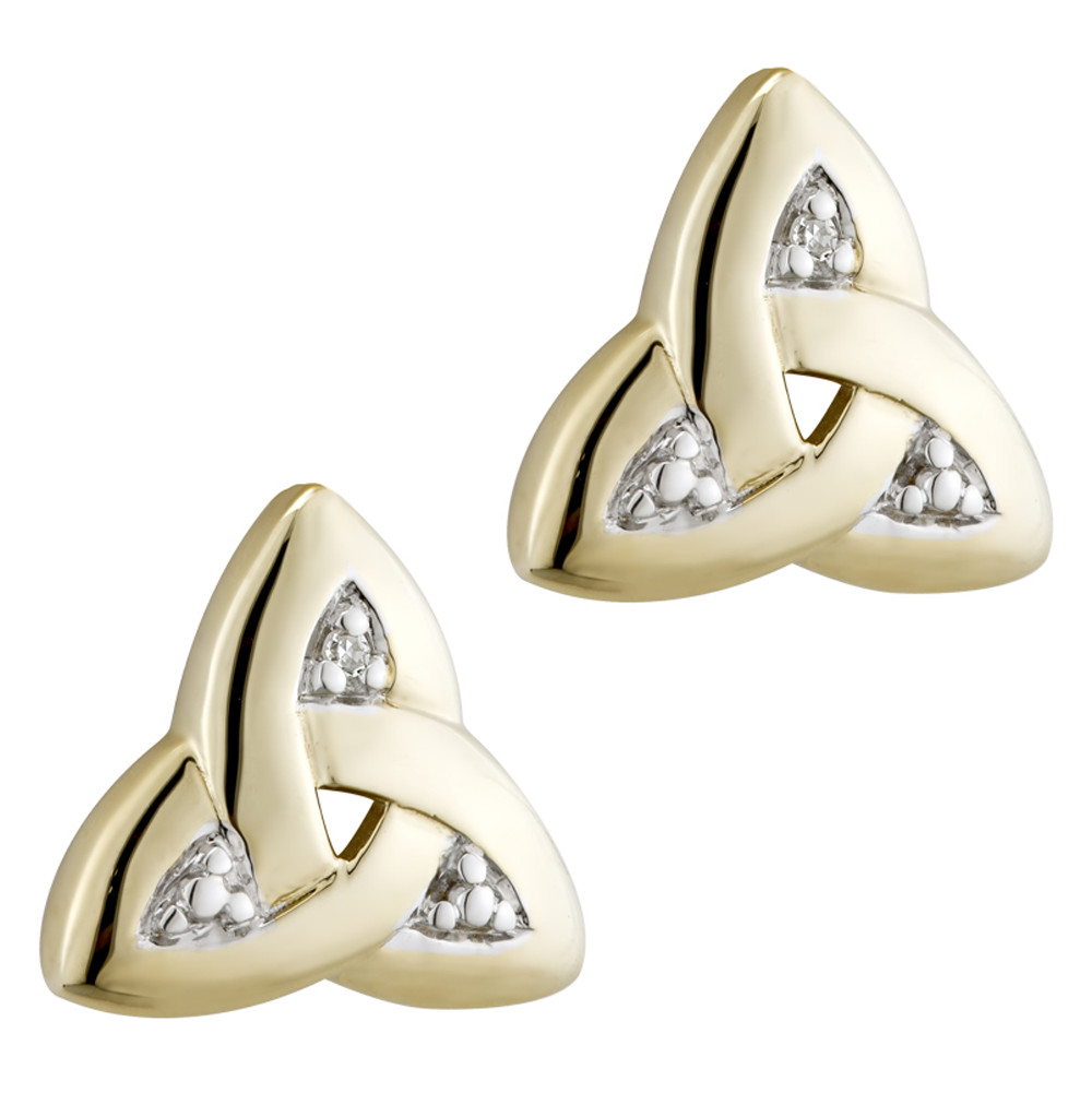 Product image for Irish Earrings | 14k Gold Diamond Trinity Knot Stud Earrings