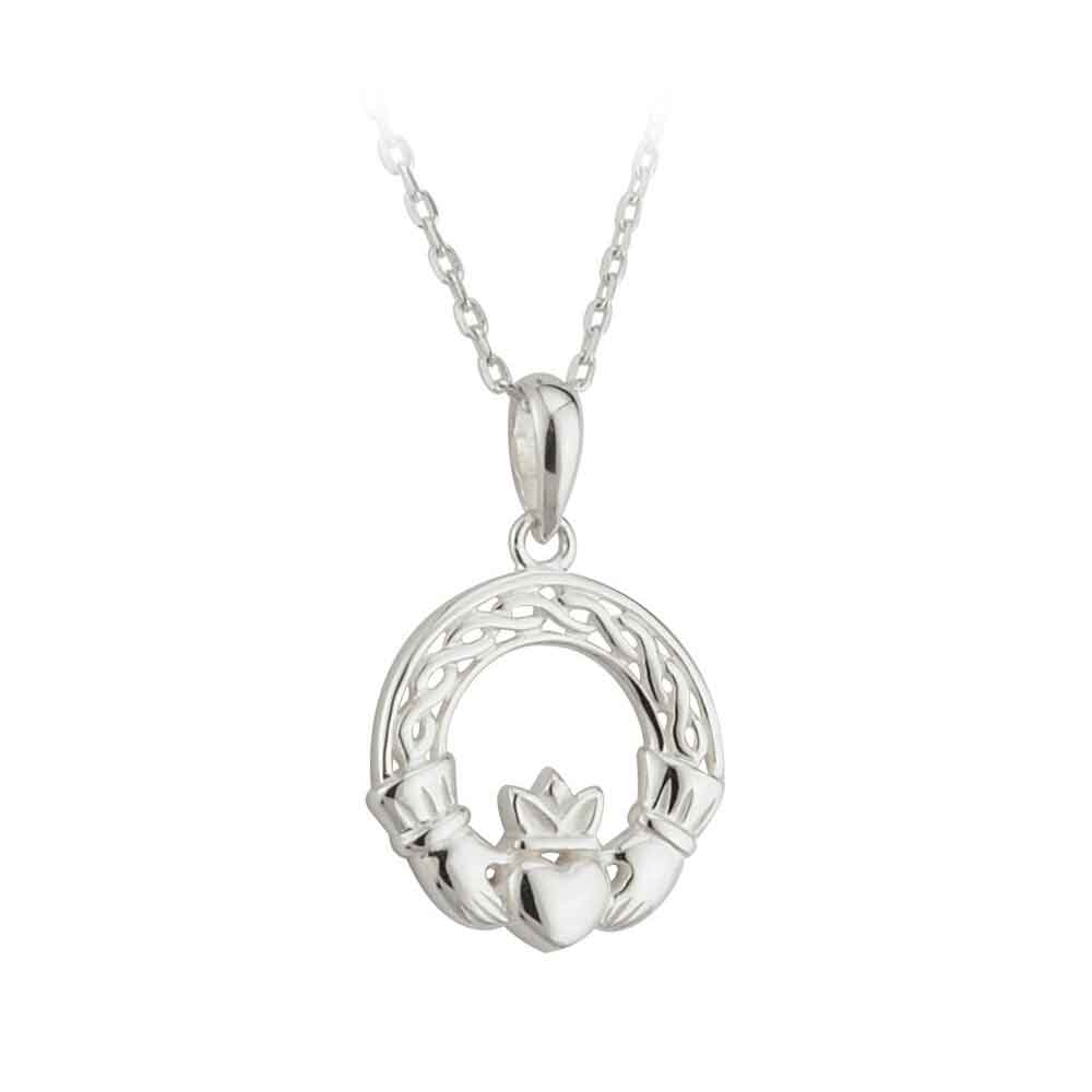 Product image for Celtic Pendant - Sterling Silver Celtic Claddagh Pendant with Chain