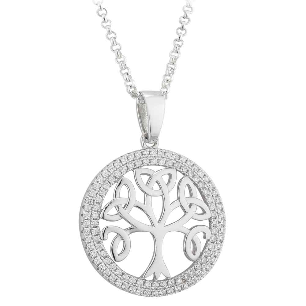 Product image for Celtic Pendant - Tree of Life Sterling Silver Crystal Irish Necklace
