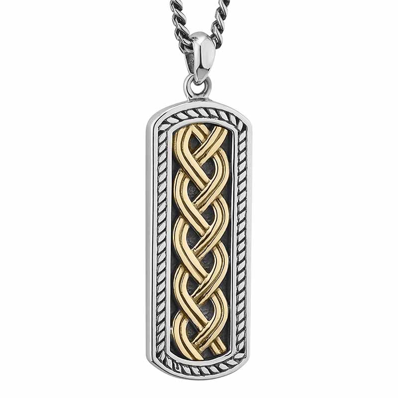 Product image for Mens Irish Jewelry | Sterling Silver & 10k Gold Ingot Celtic Knot Pendant