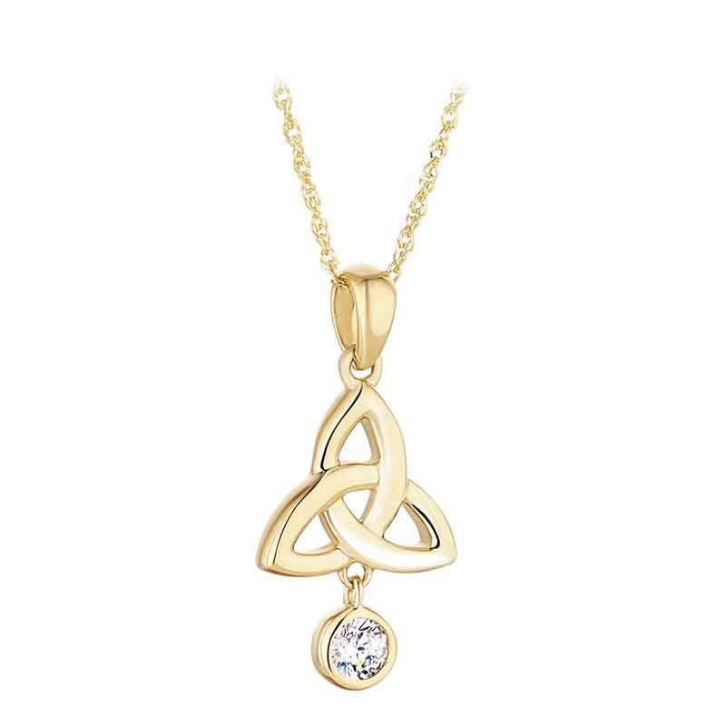 Product image for Irish Necklace | 9k Gold Cubic Zirconia Floating Trinity Knot Pendant