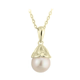 Product image for Irish Necklace - 9k Yellow Gold Trinity Knot Pearl Pendant