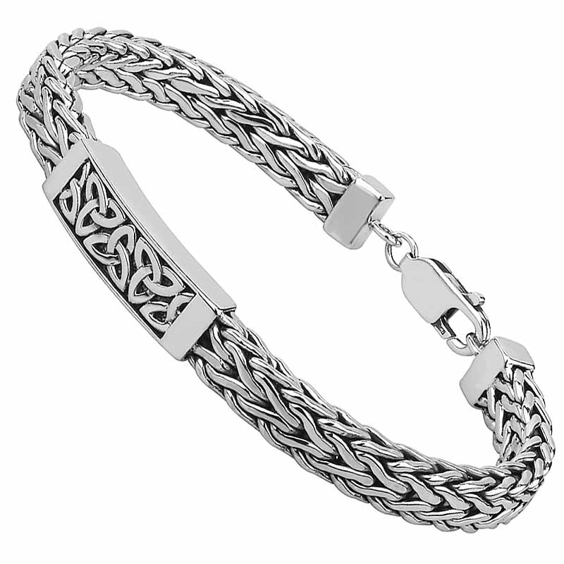 Product image for Mens Irish Jewelry | Heavy Sterling Silver Celtic Trinity Knot Bracelet