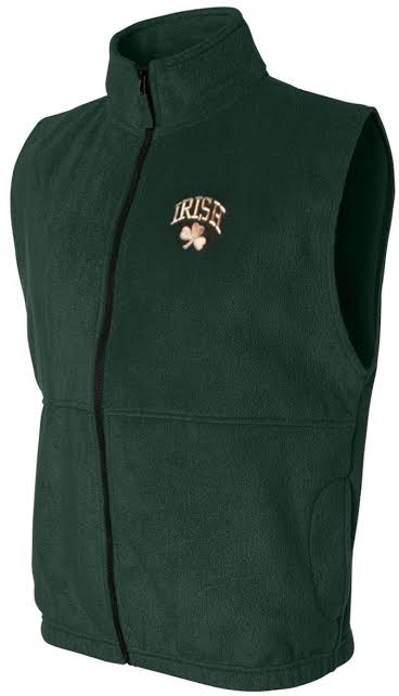 Product image for Irish Forest Green Shamrock Embroidered Fleece Vest