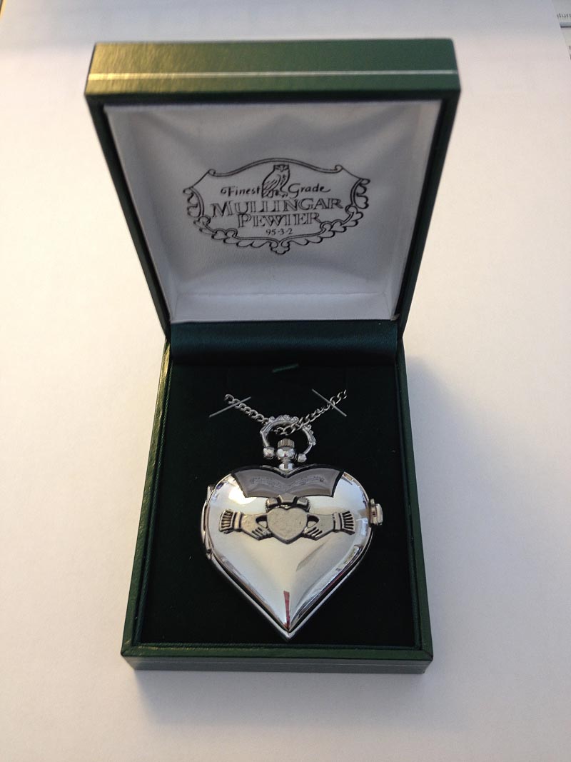 Product image for Irish Watch - Ladies Claddagh Heart Shaped Watch by Mullingar Pewter