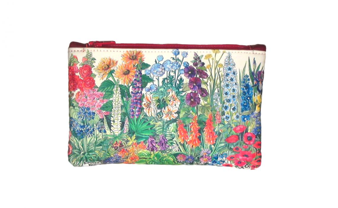 Product image for Leather Top Zip Purse - Summer Flowers