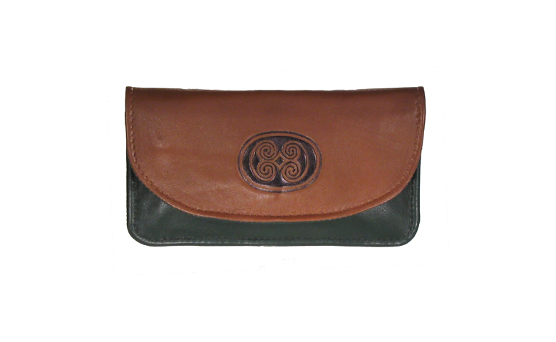 Product image for Two Tone Leather Two Zip Compartment Purse - Celtic Spirals