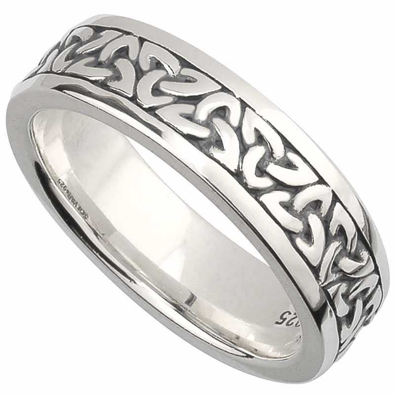 Product image for Irish Wedding Band -  Sterling Silver Ladies Celtic Trinity Knot Ring