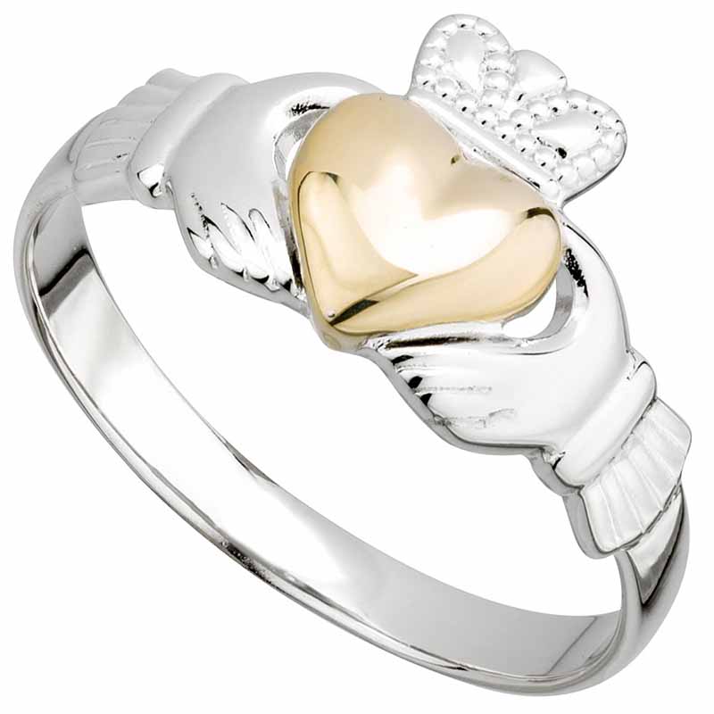 Product image for Claddagh Ring - Ladies Sterling Silver and 10k Gold Heart Claddagh Ring