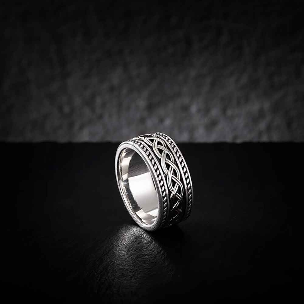 Product image for Celtic Ring - Men's Sterling Silver Ancient Celtic Knot Band