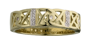 Product image for Celtic Ring - Mens 14k Gold Celtic Trinity Knot Diamond Irish Ring