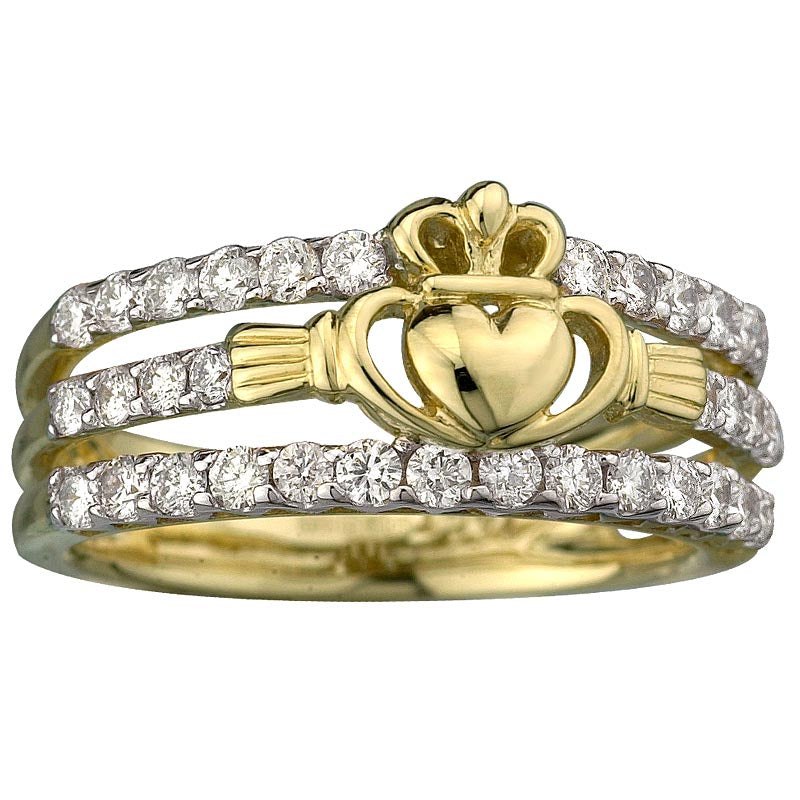 Claddagh Ring Diamond 14k Gold Ladies Irish Claddagh Ring at