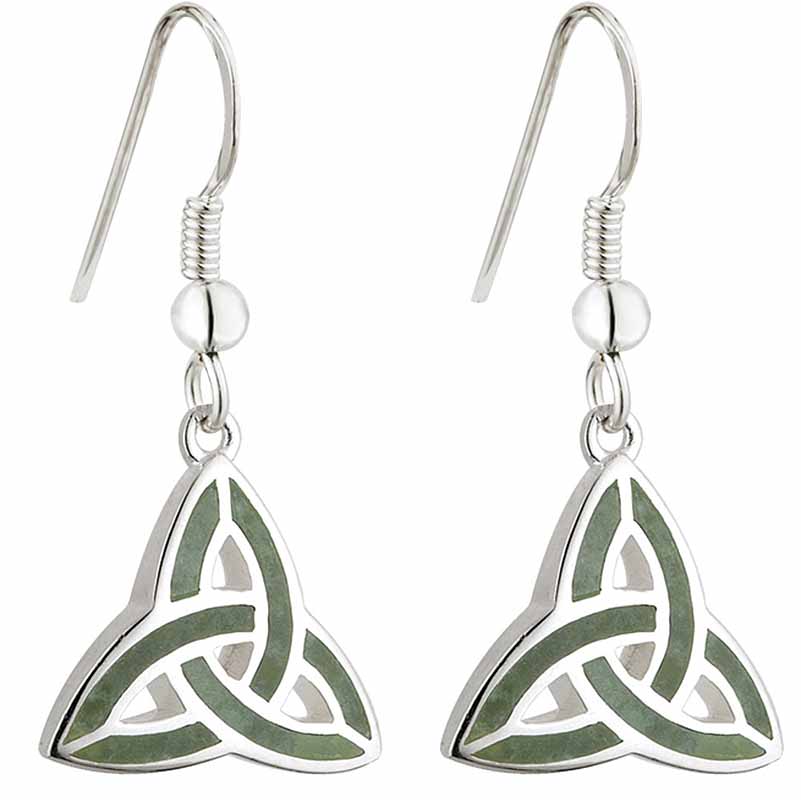 Product image for Celtic Earrings - Connemara Marble Trinity Knot Earrings