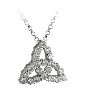 Product image for Celtic Pendant - 18k White Gold and Diamond Trinity Knot Necklace with Chain