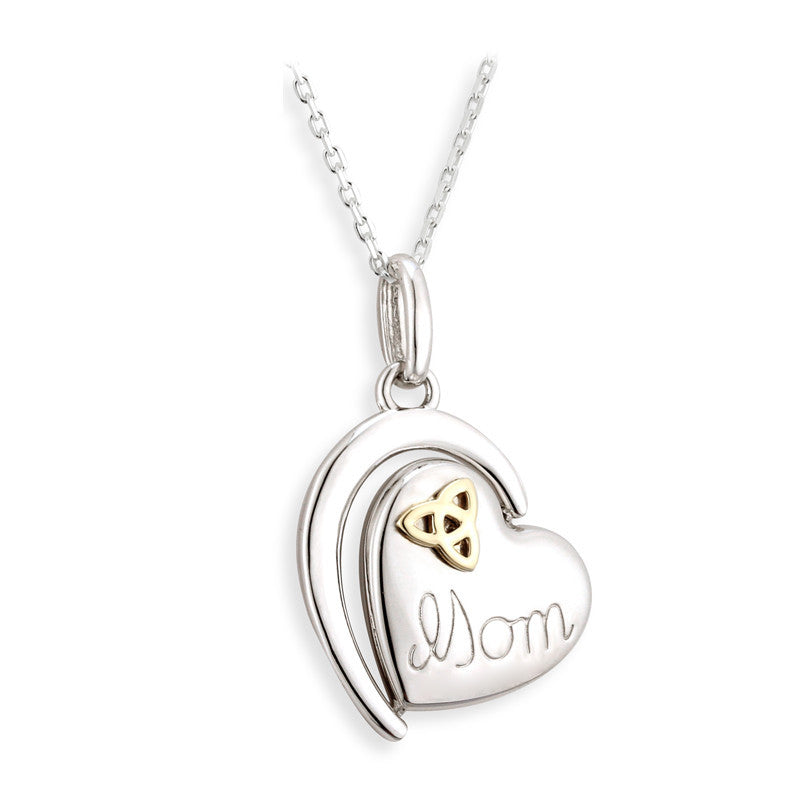Irish Necklace Sterling Silver and 18k Gold Trinity Knot Mom Irish