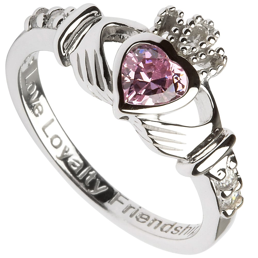 Product image for Claddagh Ring - Sterling Silver Birthstone Claddagh