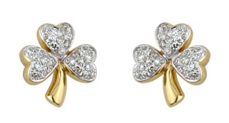 Product image for 14k Gold and Micro Diamond Shamrock Earrings