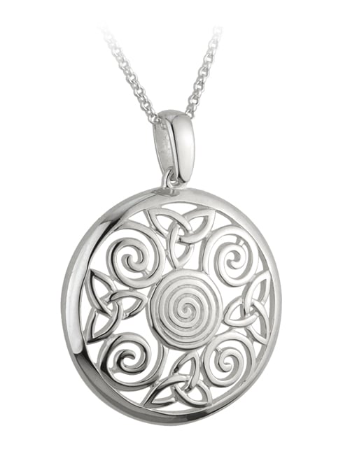 Product image for Celtic Pendant - Sterling Silver Trinity Knot Celtic Swirl Pendant with Chain