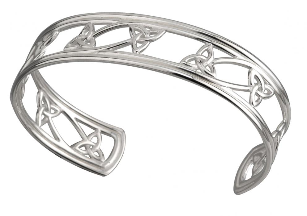 Celtic Bracelet Sterling Silver Trinity Knot Cuff Bangle at