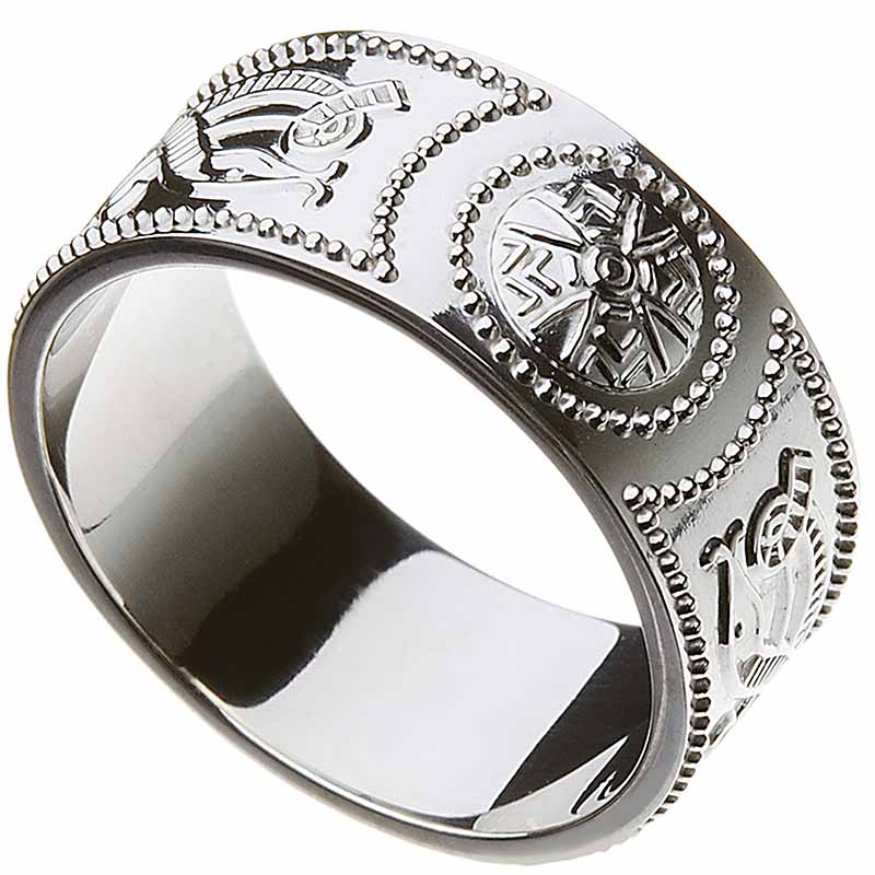 Product image for Celtic Ring - Men's Celtic Warrior Shield Wedding Ring - Extra Wide