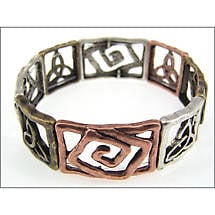 Celtic Bracelet - Three Tone Spiral and Trinity Stretch Bracelet Product Image
