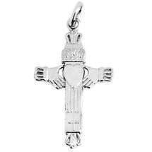 Claddagh Pendant - White Gold Claddagh Cross Product Image